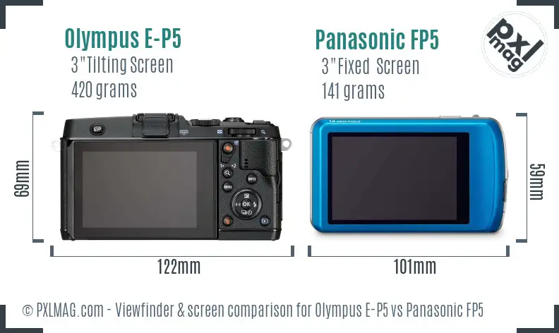 Olympus E-P5 vs Panasonic FP5 Screen and Viewfinder comparison