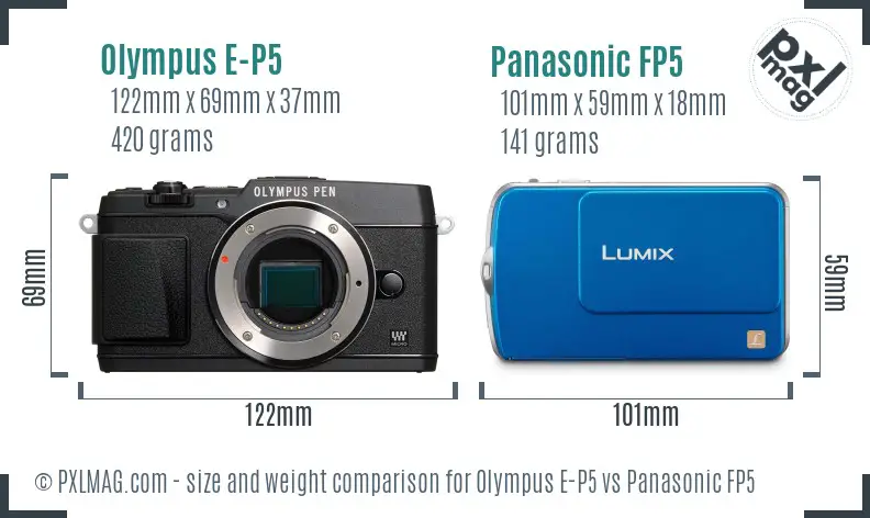 Olympus E-P5 vs Panasonic FP5 size comparison