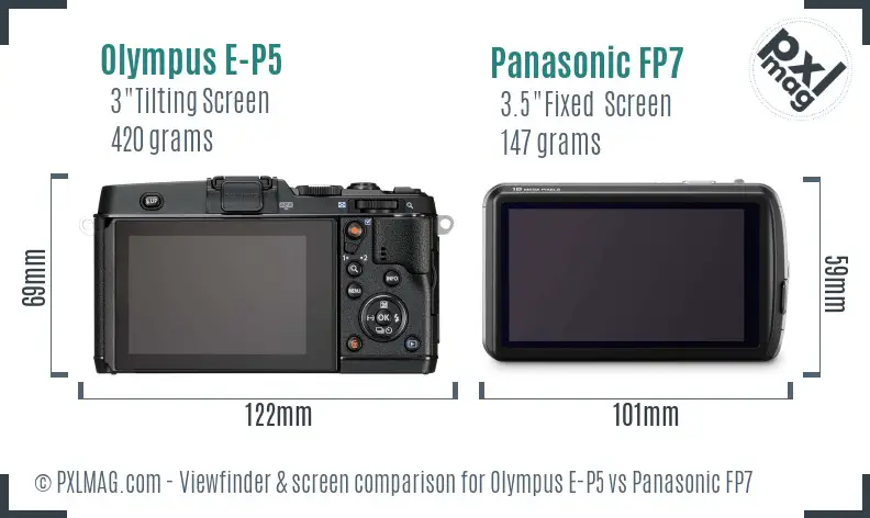 Olympus E-P5 vs Panasonic FP7 Screen and Viewfinder comparison