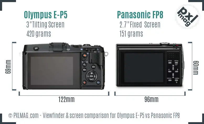 Olympus E-P5 vs Panasonic FP8 Screen and Viewfinder comparison
