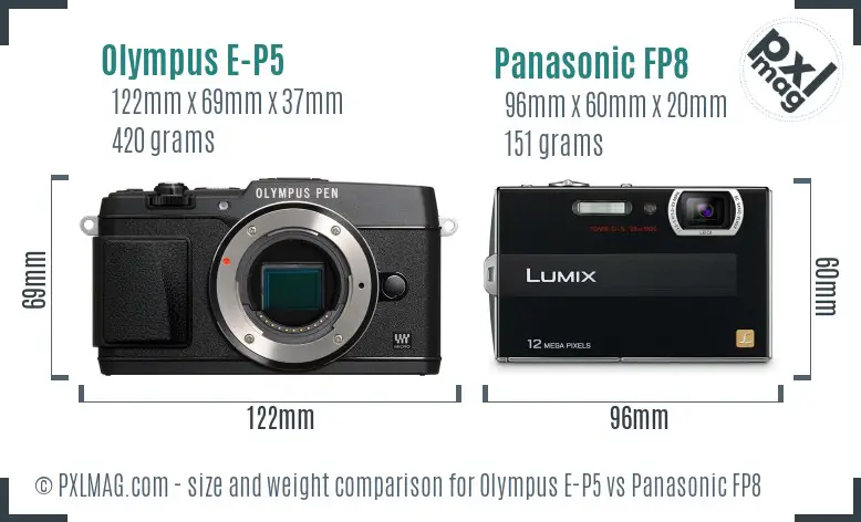 Olympus E-P5 vs Panasonic FP8 size comparison