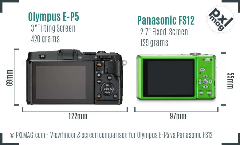 Olympus E-P5 vs Panasonic FS12 Screen and Viewfinder comparison