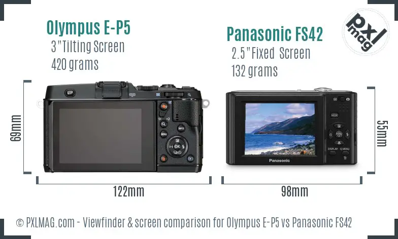 Olympus E-P5 vs Panasonic FS42 Screen and Viewfinder comparison