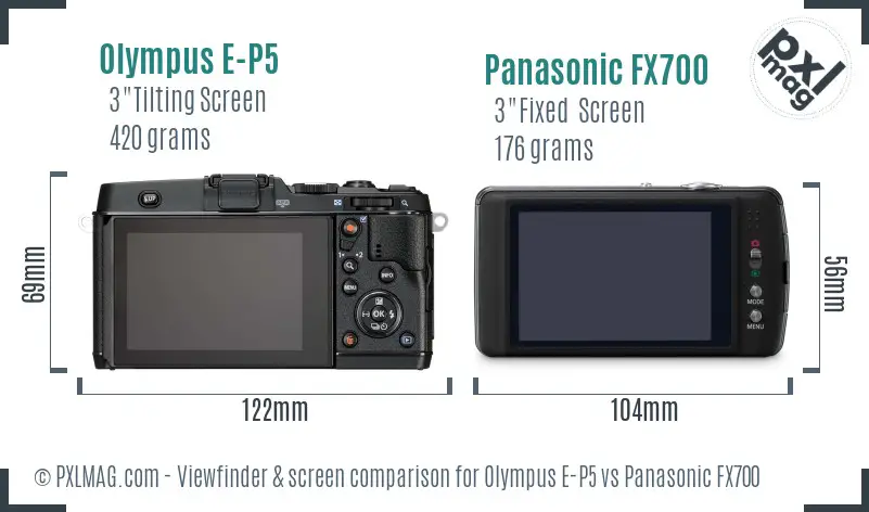 Olympus E-P5 vs Panasonic FX700 Screen and Viewfinder comparison
