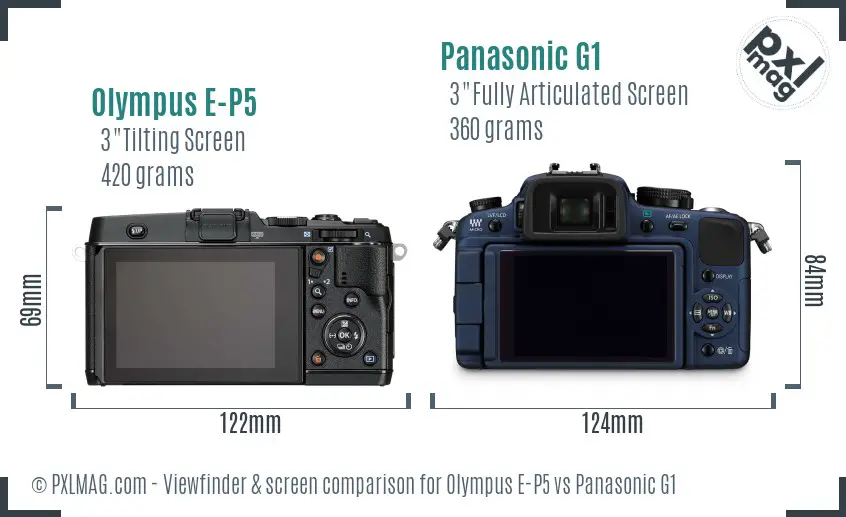 Olympus E-P5 vs Panasonic G1 Screen and Viewfinder comparison