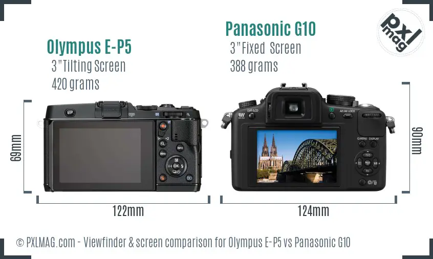 Olympus E-P5 vs Panasonic G10 Screen and Viewfinder comparison