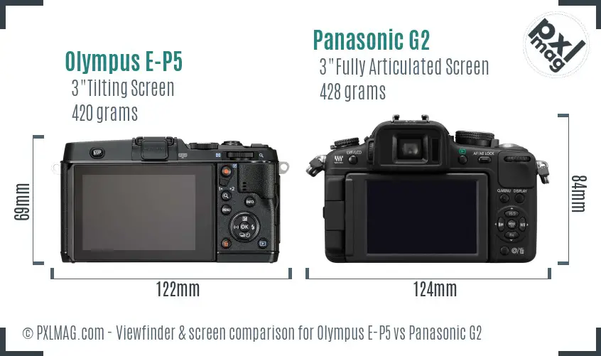 Olympus E-P5 vs Panasonic G2 Screen and Viewfinder comparison