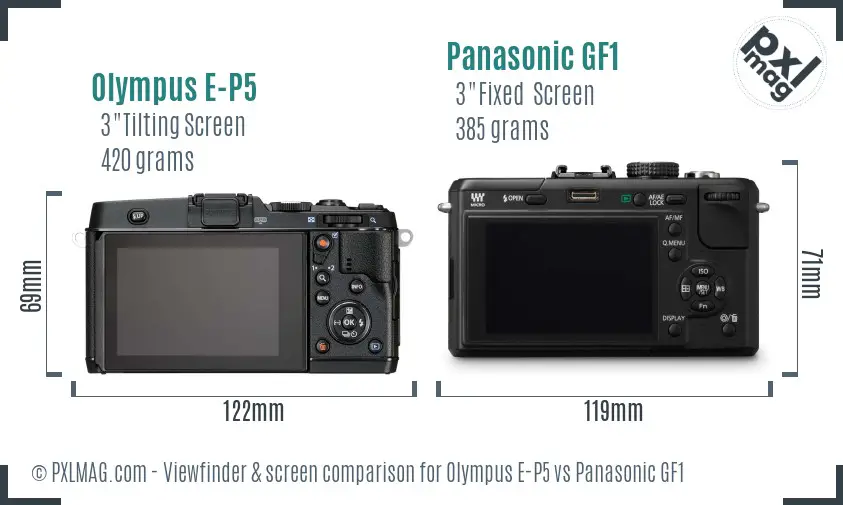 Olympus E-P5 vs Panasonic GF1 Screen and Viewfinder comparison