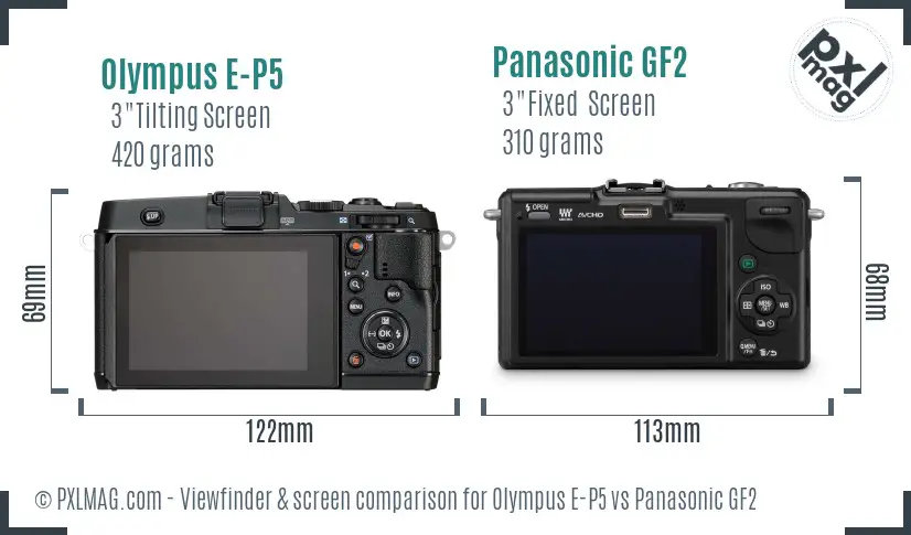 Olympus E-P5 vs Panasonic GF2 Screen and Viewfinder comparison