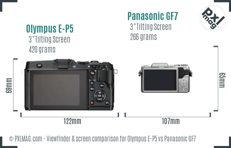Olympus E-P5 vs Panasonic GF7 Screen and Viewfinder comparison