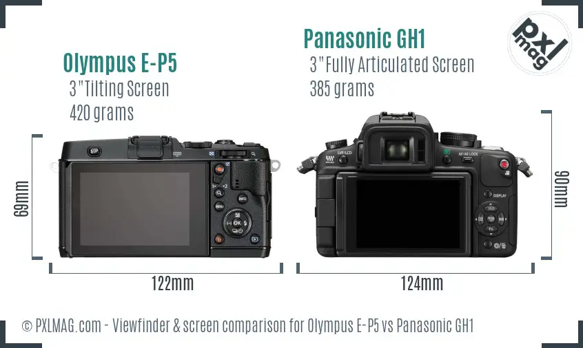 Olympus E-P5 vs Panasonic GH1 Screen and Viewfinder comparison