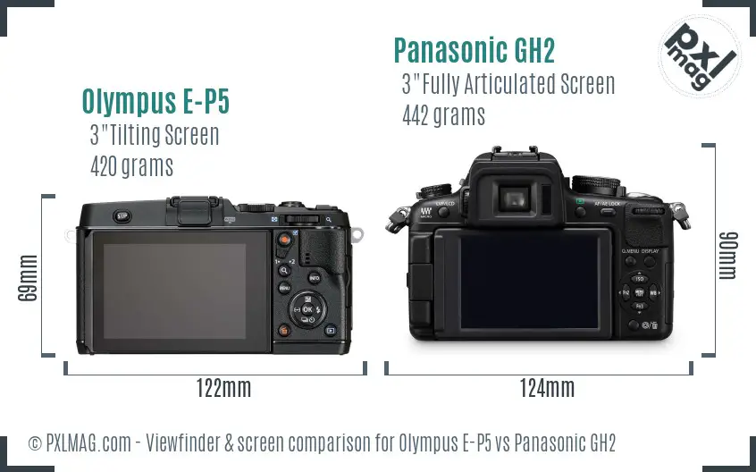 Olympus E-P5 vs Panasonic GH2 Screen and Viewfinder comparison