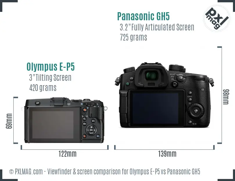 Olympus E-P5 vs Panasonic GH5 Screen and Viewfinder comparison