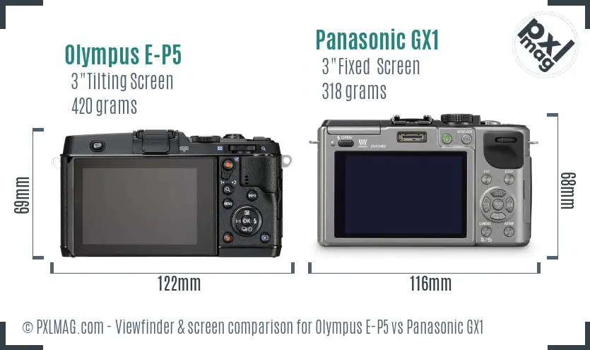 Olympus E-P5 vs Panasonic GX1 Screen and Viewfinder comparison
