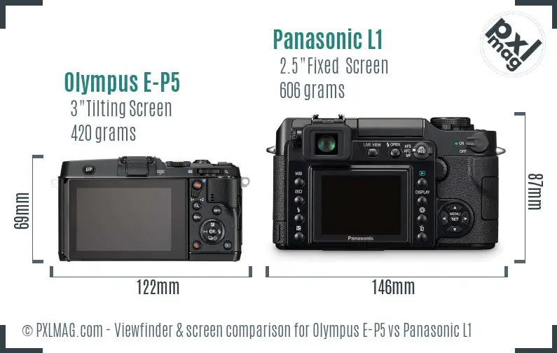 Olympus E-P5 vs Panasonic L1 Screen and Viewfinder comparison