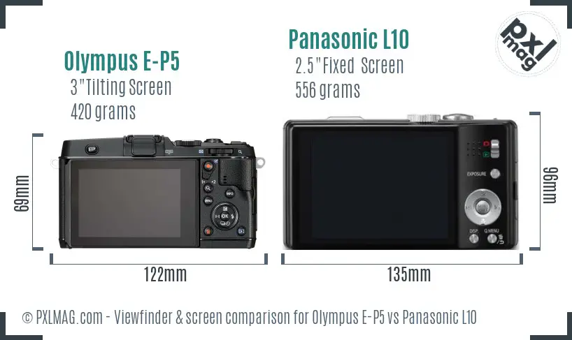Olympus E-P5 vs Panasonic L10 Screen and Viewfinder comparison