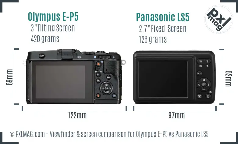 Olympus E-P5 vs Panasonic LS5 Screen and Viewfinder comparison