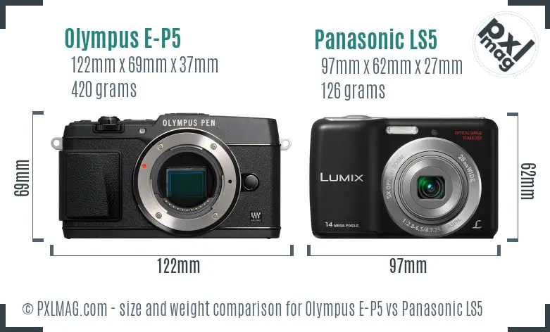 Olympus E-P5 vs Panasonic LS5 size comparison