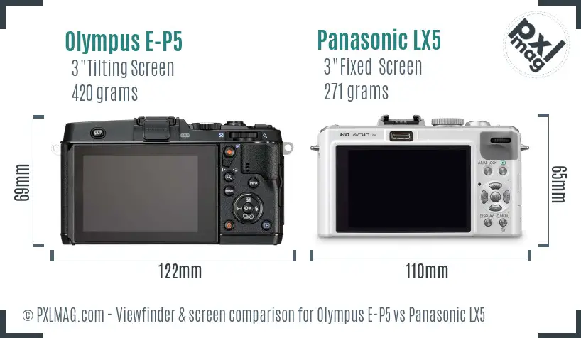 Olympus E-P5 vs Panasonic LX5 Screen and Viewfinder comparison