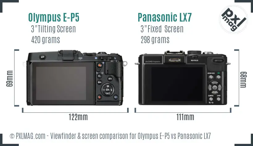 Olympus E-P5 vs Panasonic LX7 Screen and Viewfinder comparison