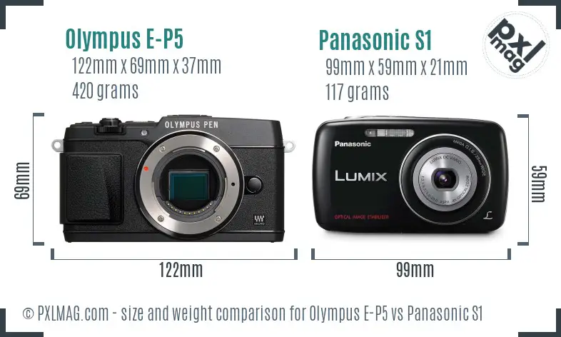 Olympus E-P5 vs Panasonic S1 size comparison