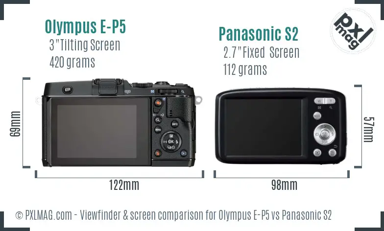 Olympus E-P5 vs Panasonic S2 Screen and Viewfinder comparison