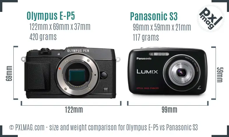 Olympus E-P5 vs Panasonic S3 size comparison