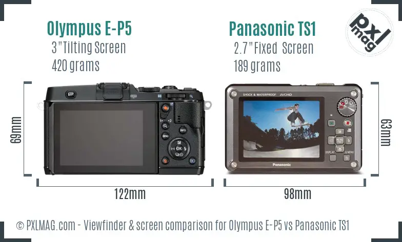 Olympus E-P5 vs Panasonic TS1 Screen and Viewfinder comparison