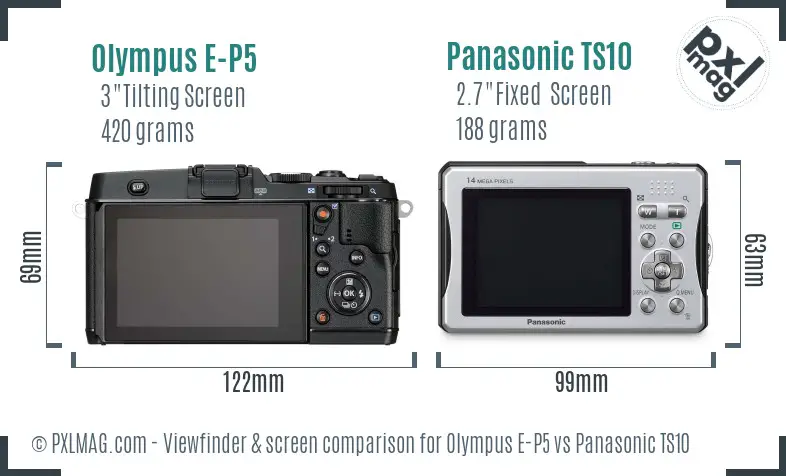 Olympus E-P5 vs Panasonic TS10 Screen and Viewfinder comparison