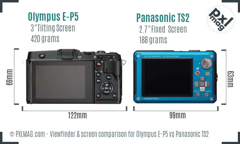 Olympus E-P5 vs Panasonic TS2 Screen and Viewfinder comparison