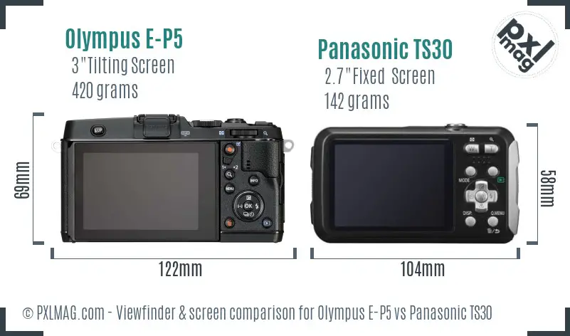 Olympus E-P5 vs Panasonic TS30 Screen and Viewfinder comparison