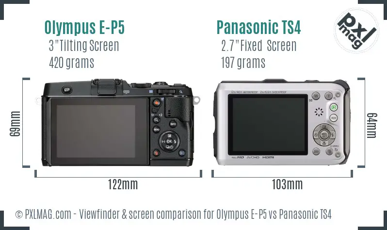 Olympus E-P5 vs Panasonic TS4 Screen and Viewfinder comparison