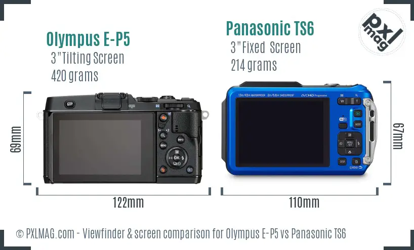 Olympus E-P5 vs Panasonic TS6 Screen and Viewfinder comparison