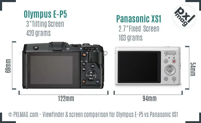 Olympus E-P5 vs Panasonic XS1 Screen and Viewfinder comparison