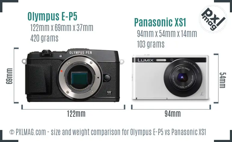 Olympus E-P5 vs Panasonic XS1 size comparison