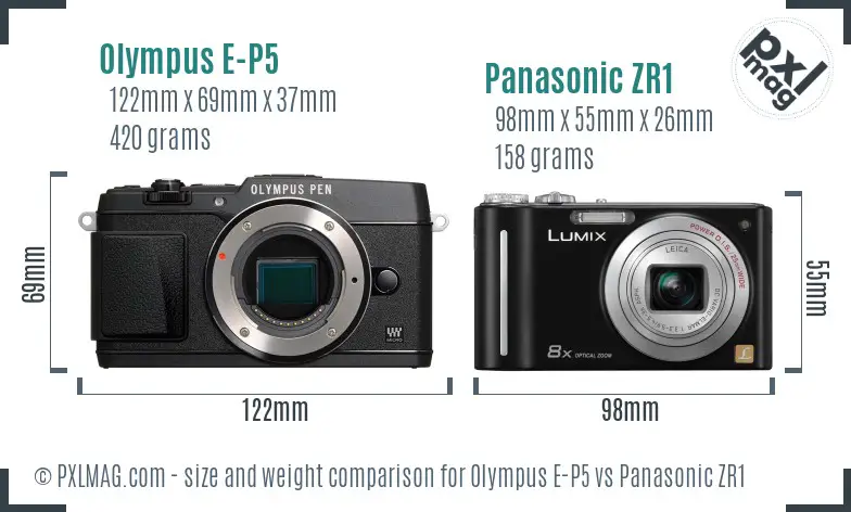 Olympus E-P5 vs Panasonic ZR1 size comparison
