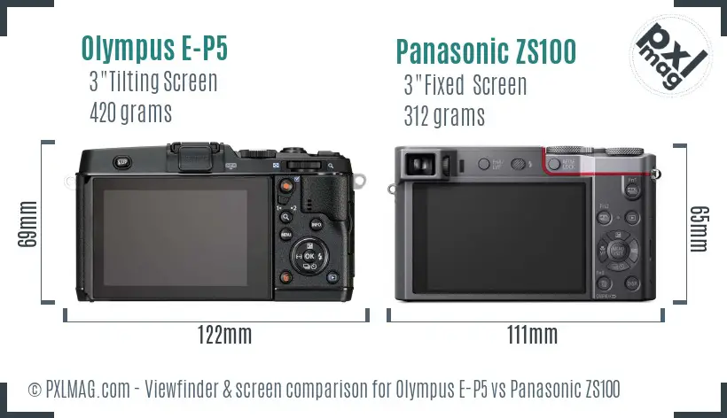 Olympus E-P5 vs Panasonic ZS100 Screen and Viewfinder comparison