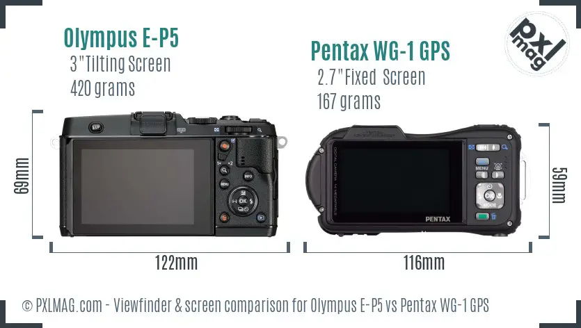 Olympus E-P5 vs Pentax WG-1 GPS Screen and Viewfinder comparison
