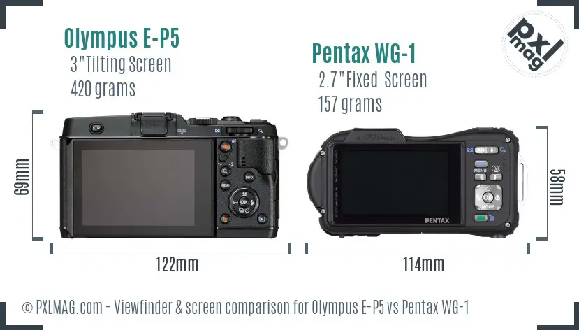 Olympus E-P5 vs Pentax WG-1 Screen and Viewfinder comparison