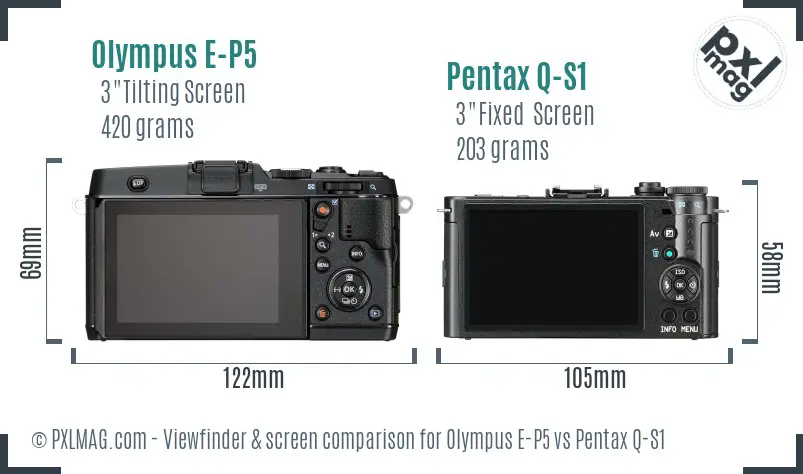 Olympus E-P5 vs Pentax Q-S1 Screen and Viewfinder comparison