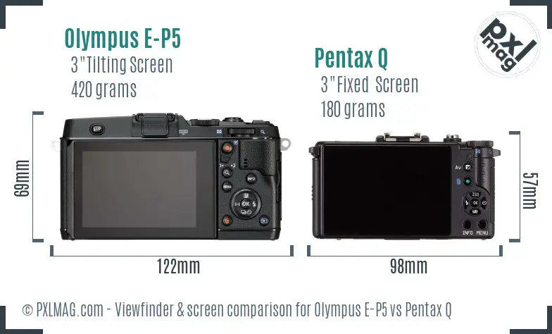 Olympus E-P5 vs Pentax Q Screen and Viewfinder comparison