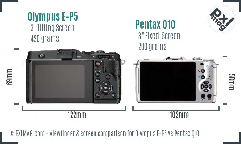 Olympus E-P5 vs Pentax Q10 Screen and Viewfinder comparison