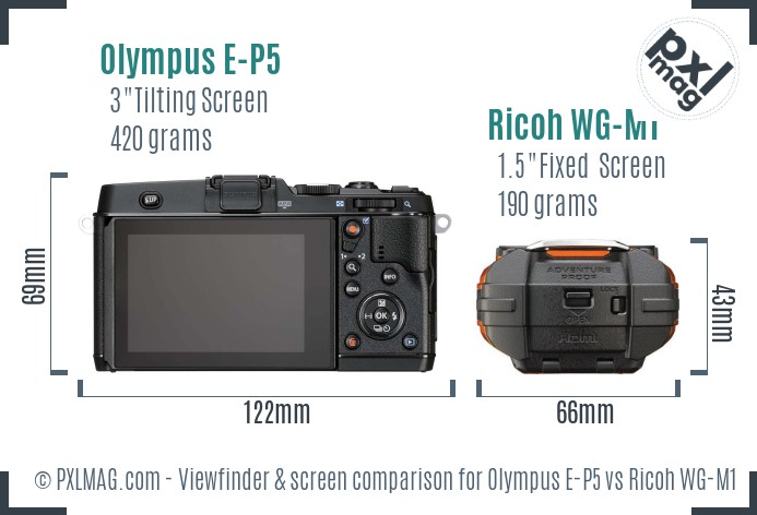 Olympus E-P5 vs Ricoh WG-M1 Screen and Viewfinder comparison