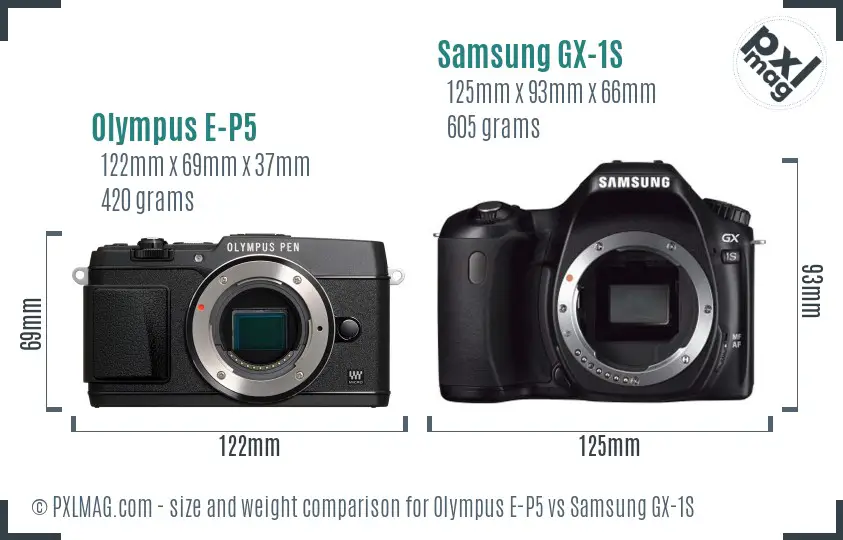 Olympus E-P5 vs Samsung GX-1S size comparison Olympus E-P5 vs Samsung GX-1S size comparison