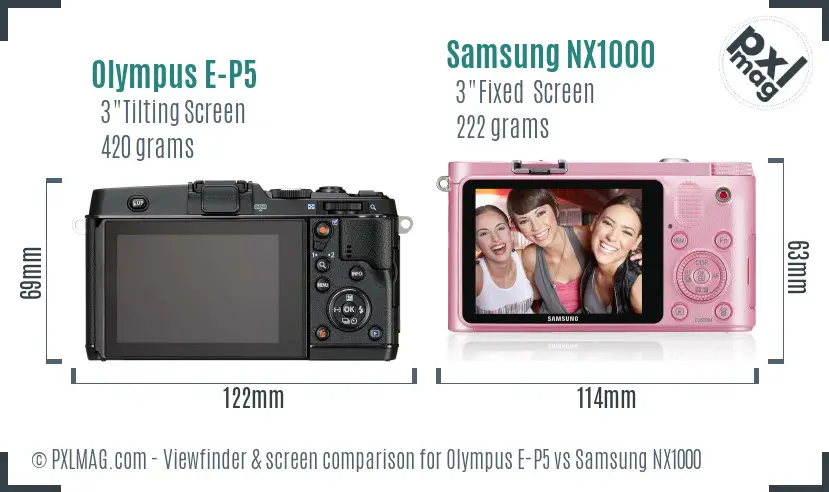 Olympus E-P5 vs Samsung NX1000 Screen and Viewfinder comparison Olympus E-P5 vs Samsung NX1000 Screen and Viewfinder comparison