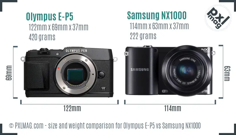 Olympus E-P5 vs Samsung NX1000 size comparison Olympus E-P5 vs Samsung NX1000 size comparison