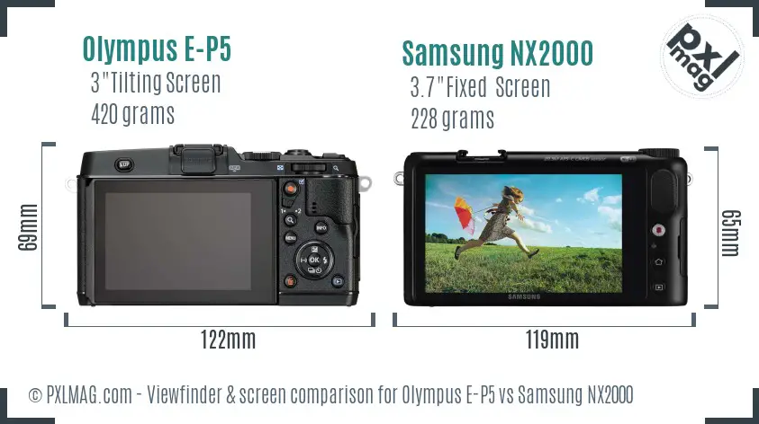 Olympus E-P5 vs Samsung NX2000 Screen and Viewfinder comparison