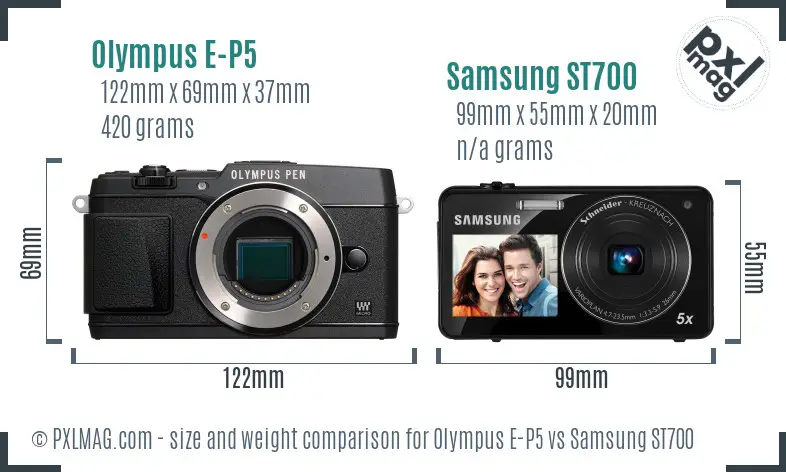 Olympus E-P5 vs Samsung ST700 size comparison