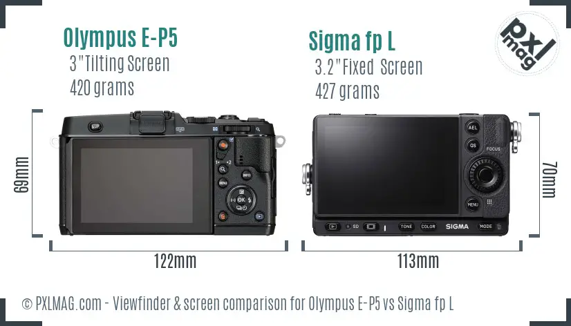 Olympus E-P5 vs Sigma fp L Screen and Viewfinder comparison