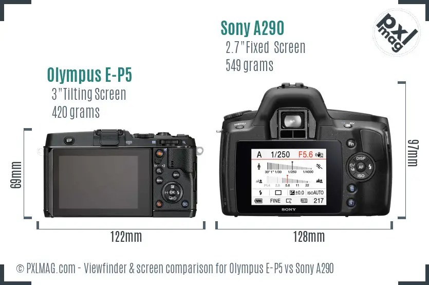 Olympus E-P5 vs Sony A290 Screen and Viewfinder comparison